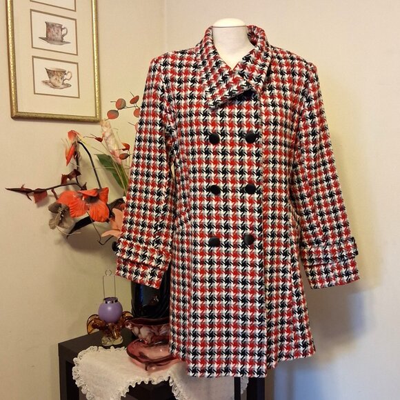 NEW Women Red Black White Double-Breasted Lined Trench Coat Winter Outerwear 16 - Picture 2 of 10